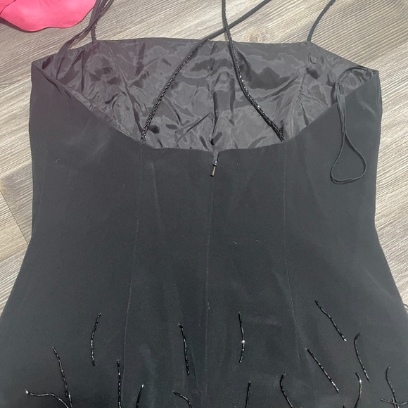 VTG GILAR EVENING Sz 8 Black Beaded Fringe Racerback Dress Little Black Dress - Picture 7 of 11